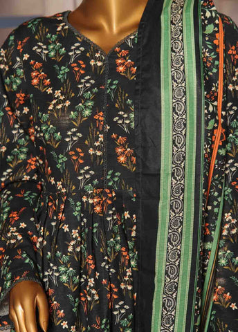 Bin Saeed Fabric - WK-FR-077 A-3 Piece Khaddar Printed Frock Style Suit