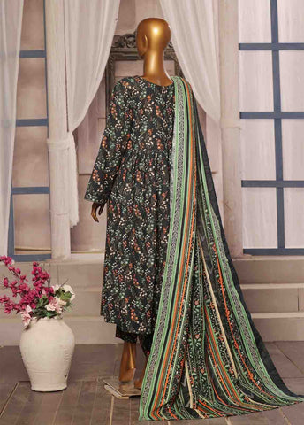 Bin Saeed Fabric - WK-FR-077 A-3 Piece Khaddar Printed Frock Style Suit