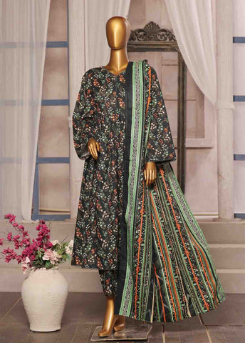 Bin Saeed Fabric - WK-FR-077 A-3 Piece Khaddar Printed Frock Style Suit