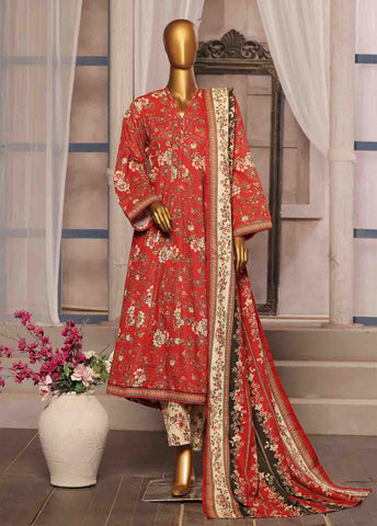Bin Saeed Fabric - WK-FR-078 A-3 Piece Khaddar Printed Frock Style Suit