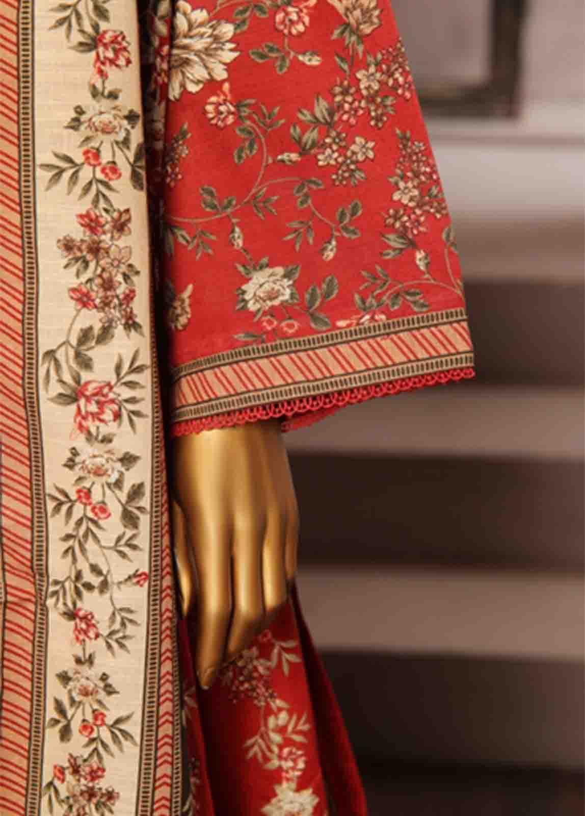 Bin Saeed Fabric - WK-FR-078 A-3 Piece Khaddar Printed Frock Style Suit