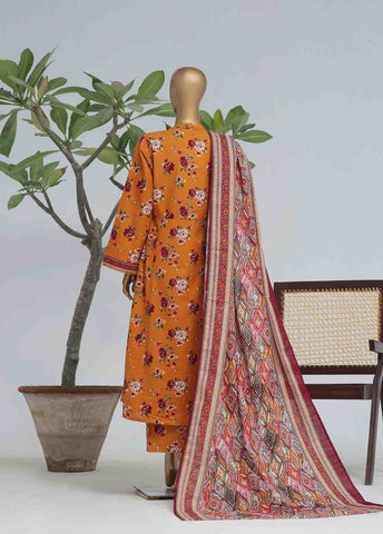 Bin Saeed Fabric - WK-FR-081 A-3 Piece Khaddar Printed Frock Style Suit