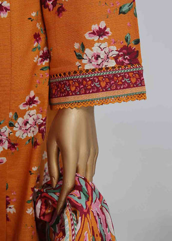 Bin Saeed Fabric - WK-FR-081 A-3 Piece Khaddar Printed Frock Style Suit