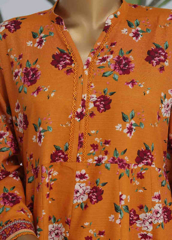 Bin Saeed Fabric - WK-FR-081 A-3 Piece Khaddar Printed Frock Style Suit