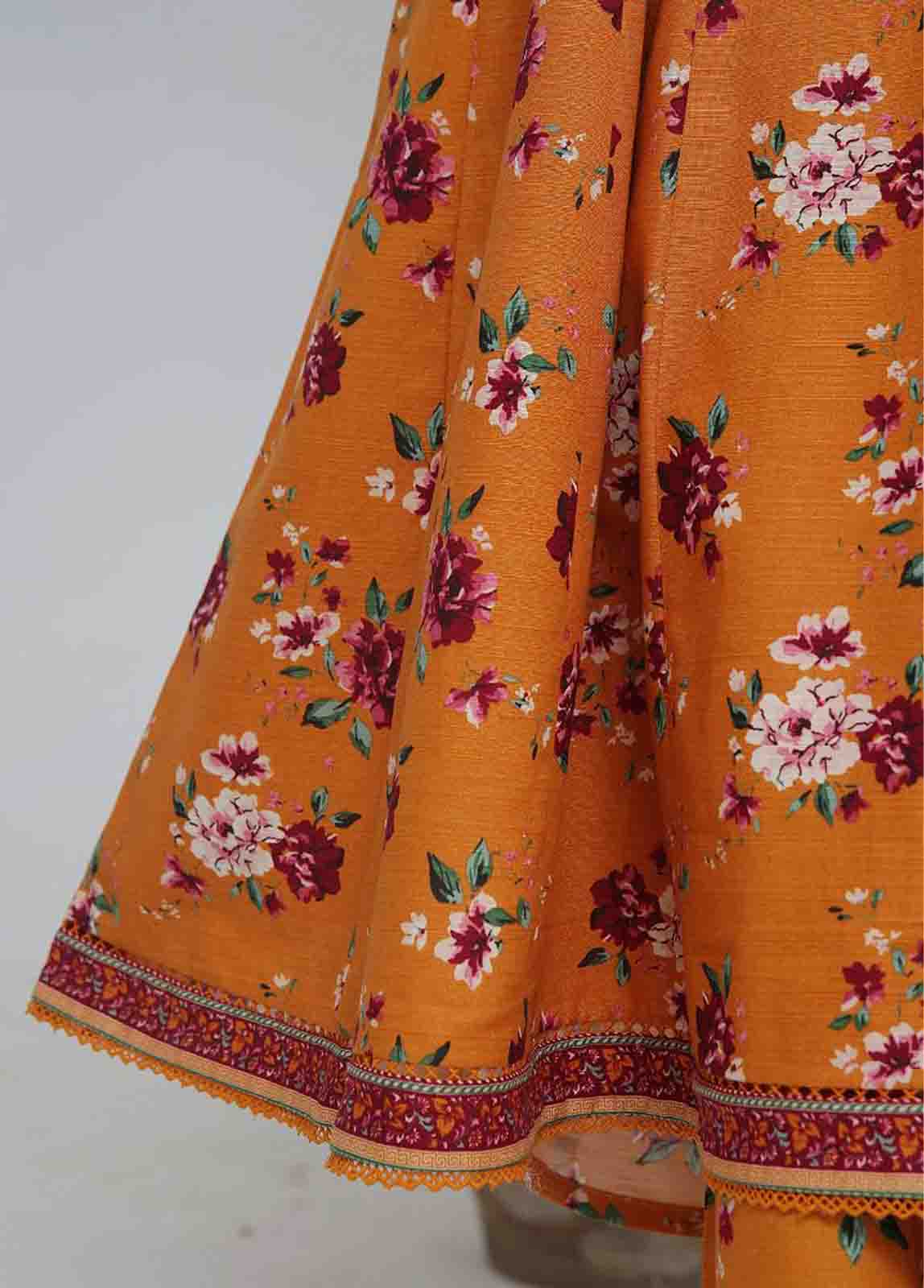 Bin Saeed Fabric - WK-FR-081 A-3 Piece Khaddar Printed Frock Style Suit