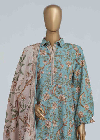 Bin Saeed Fabric - WK-FR-082 A-3 Piece Khaddar Printed Frock Style Suit