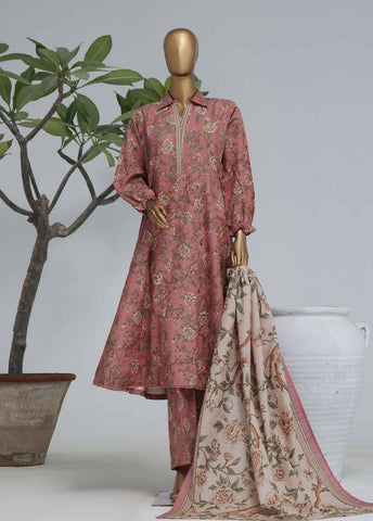 Bin Saeed Fabric - WK-FR-083 A-3 Piece Khaddar Printed Frock Style Suit