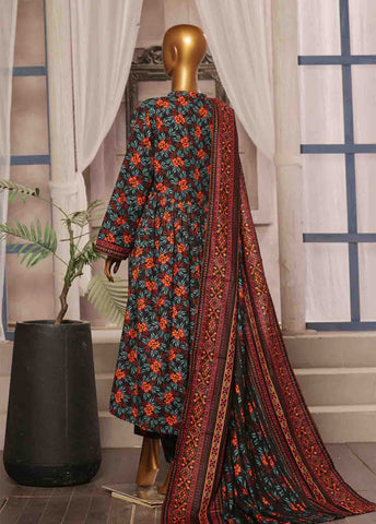 Bin Saeed Fabric - WK-FR-085 A-3 Piece Khaddar Printed Frock Style Suit