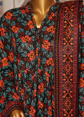 Bin Saeed Fabric - WK-FR-085 A-3 Piece Khaddar Printed Frock Style Suit