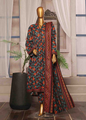 Bin Saeed Fabric - WK-FR-085 A-3 Piece Khaddar Printed Frock Style Suit