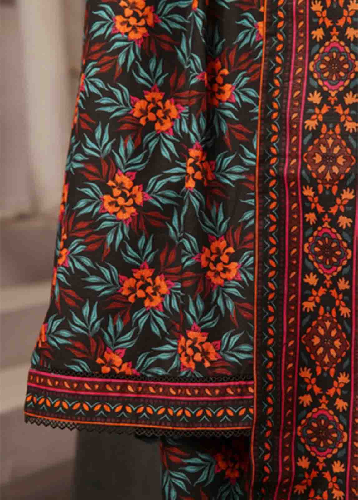 Bin Saeed Fabric - WK-FR-085 A-3 Piece Khaddar Printed Frock Style Suit