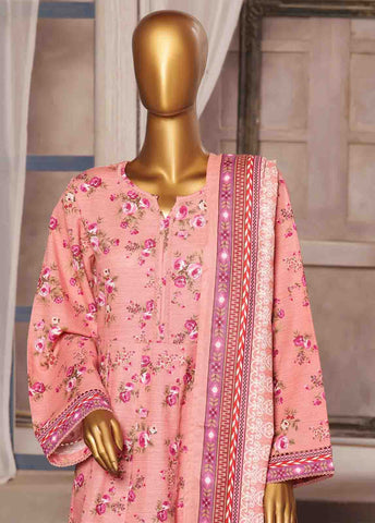 Bin Saeed Fabric - WK-FR-086 A-3 Piece Khaddar Printed Frock Style Suit