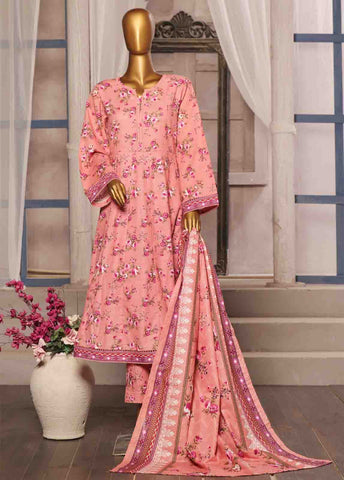 Bin Saeed Fabric - WK-FR-086 A-3 Piece Khaddar Printed Frock Style Suit