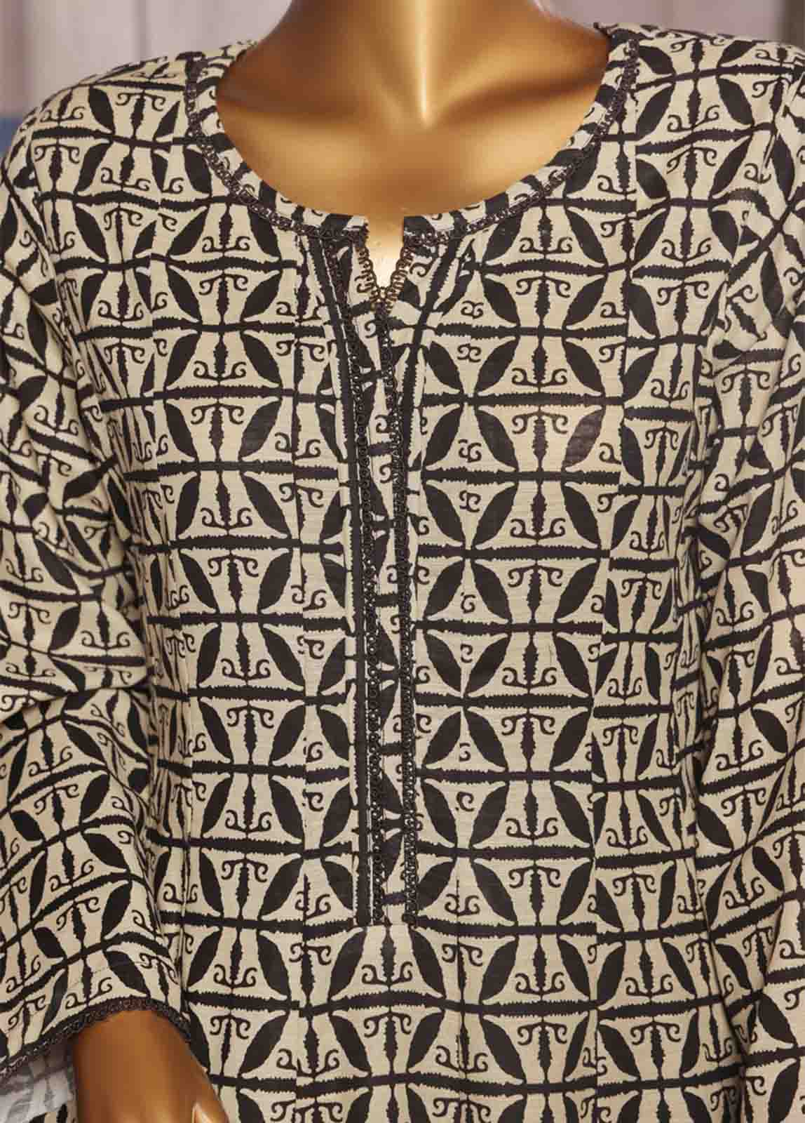 Bin Saeed Fabric - WK-FR-087 A-3 Piece Khaddar Printed Frock Style Suit