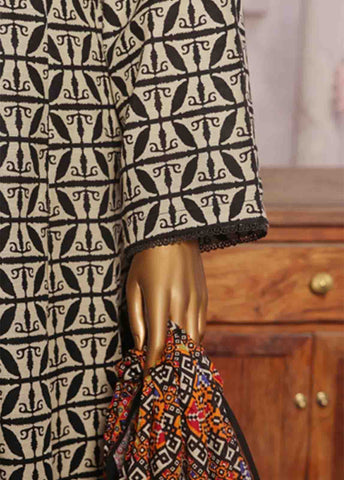 Bin Saeed Fabric - WK-FR-087 A-3 Piece Khaddar Printed Frock Style Suit