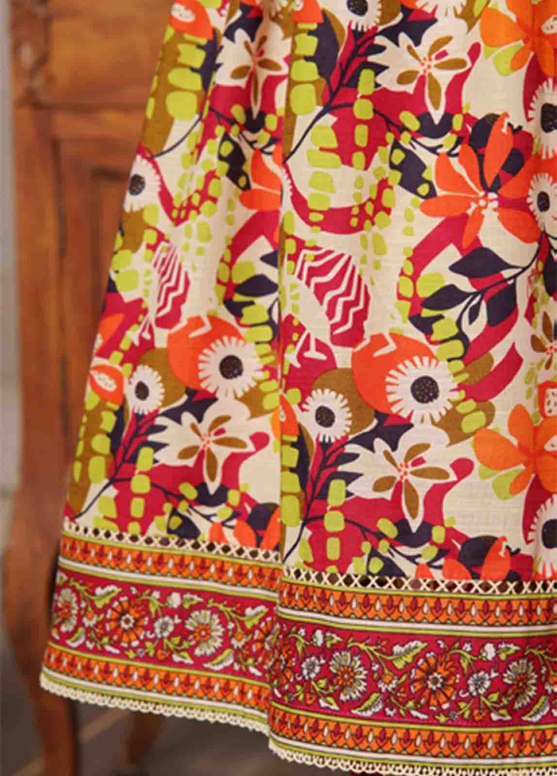 Bin Saeed Fabric - WK-FR-088 A-3 Piece Khaddar Printed Frock Style Suit