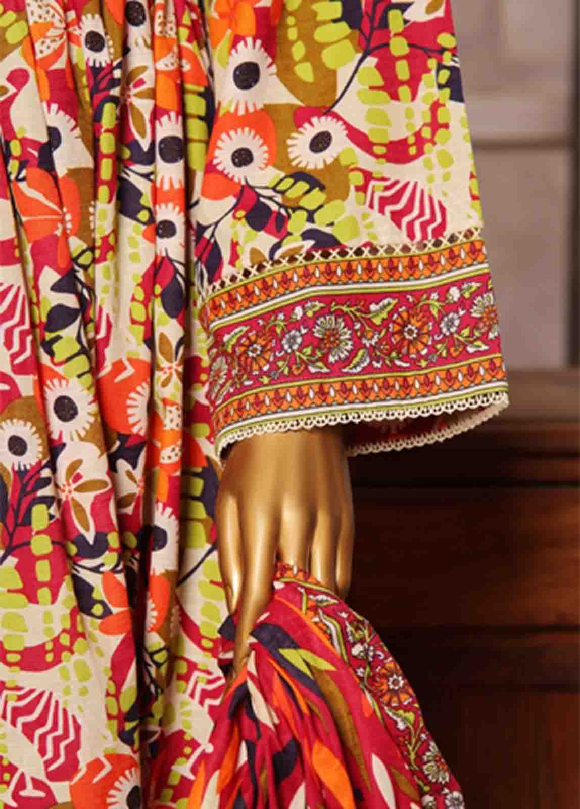 Bin Saeed Fabric - WK-FR-088 A-3 Piece Khaddar Printed Frock Style Suit