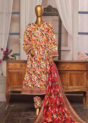 Bin Saeed Fabric - WK-FR-088 A-3 Piece Khaddar Printed Frock Style Suit