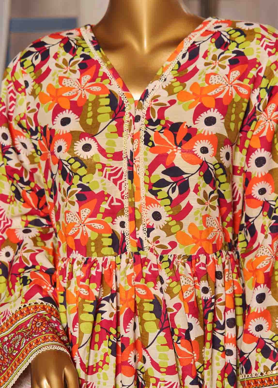 Bin Saeed Fabric - WK-FR-088 A-3 Piece Khaddar Printed Frock Style Suit