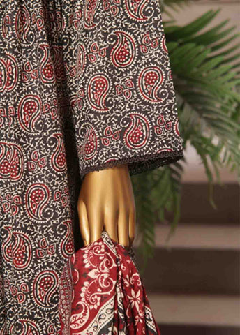 Bin Saeed Fabric - WK-FR-089 A-3 Piece Khaddar Printed Frock Style Suit