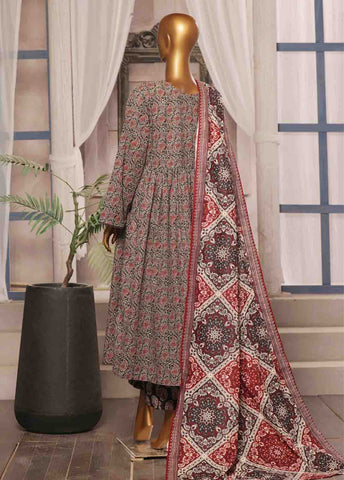 Bin Saeed Fabric - WK-FR-089 A-3 Piece Khaddar Printed Frock Style Suit