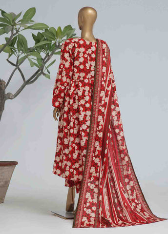 Bin Saeed Fabric - WK-FR-094 A-3 Piece Khaddar Printed Frock Style Suit