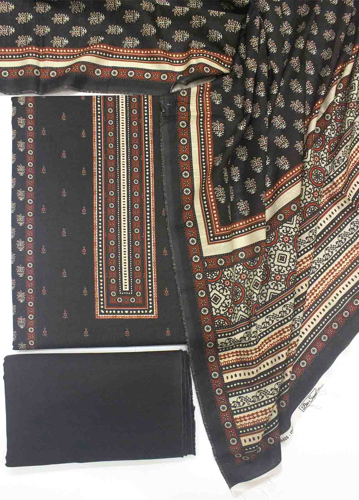 WK-R-025-3 Piece Khaddar Printed UnStitched Suit