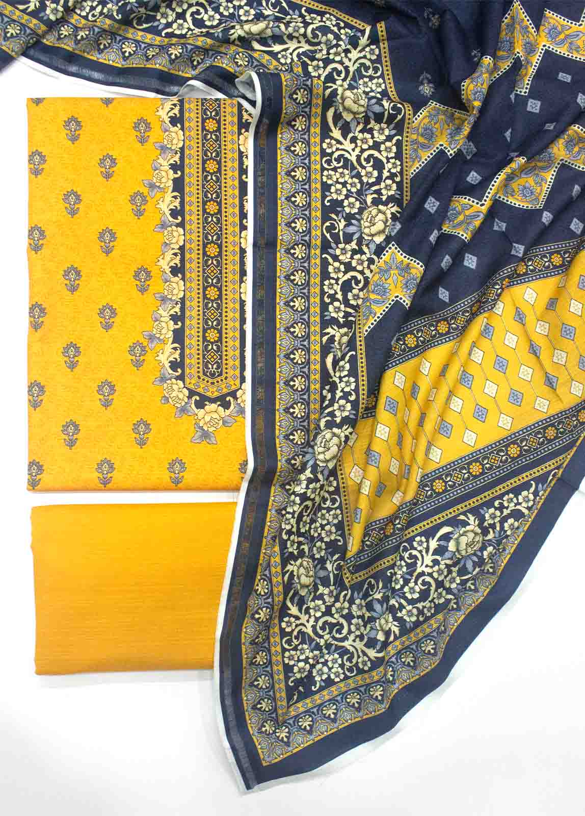 Bin Saeed Fabric - WK-R-029-3 Piece Khaddar Printed UnStitched Suit