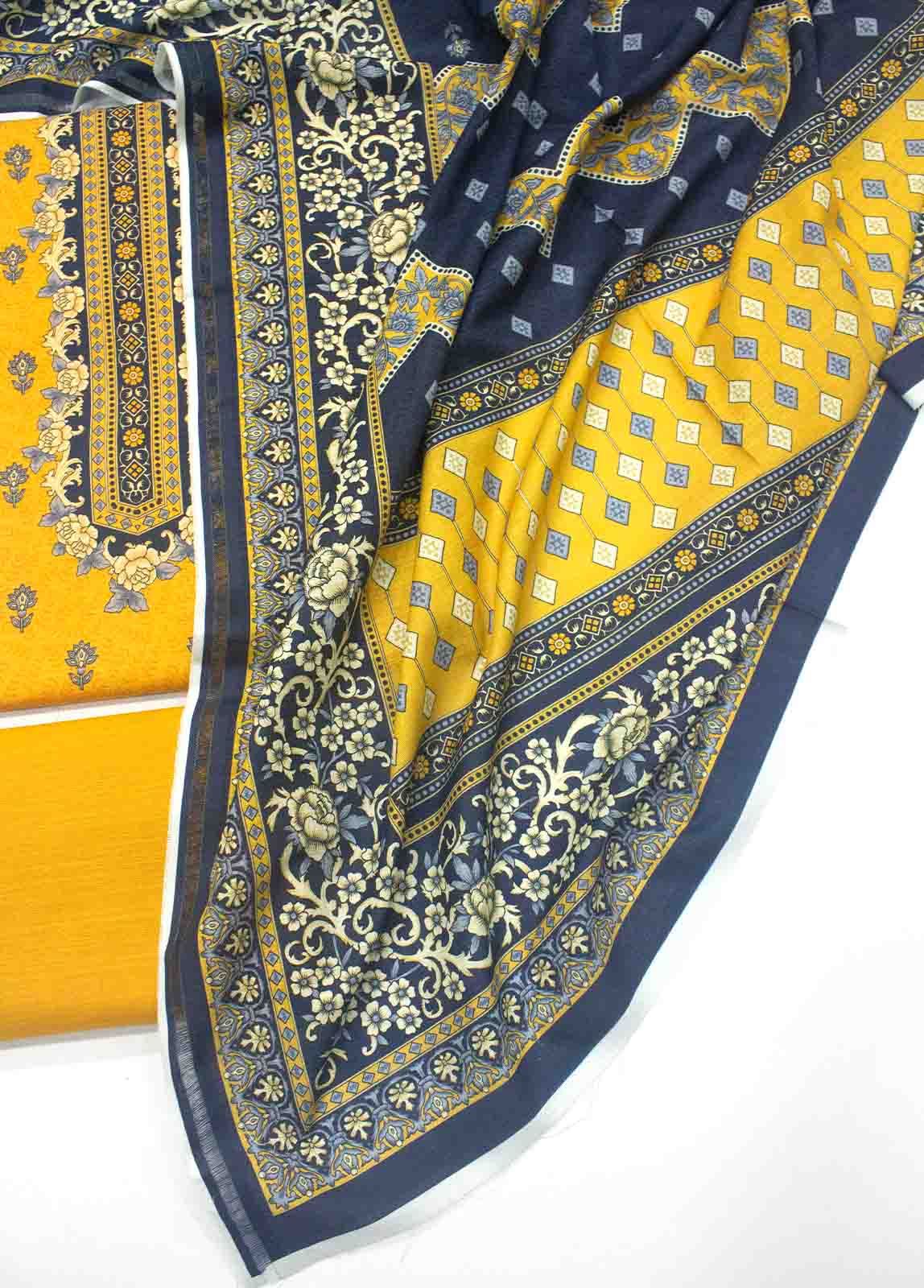 WK-R-029-3 Piece Khaddar Printed UnStitched Suit