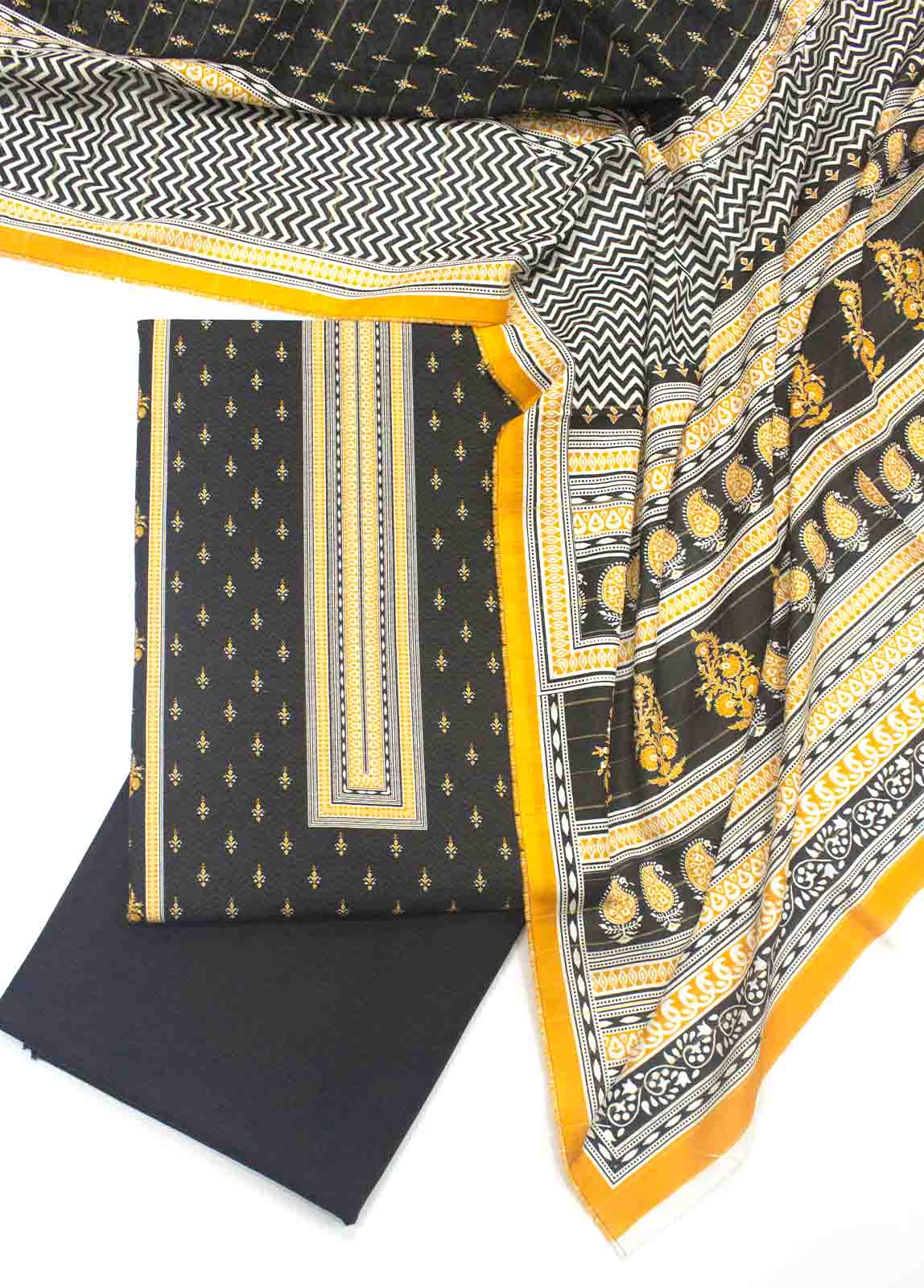 Bin Saeed Fabric - WK-R-043-3 Piece Khaddar Printed UnStitched Suit