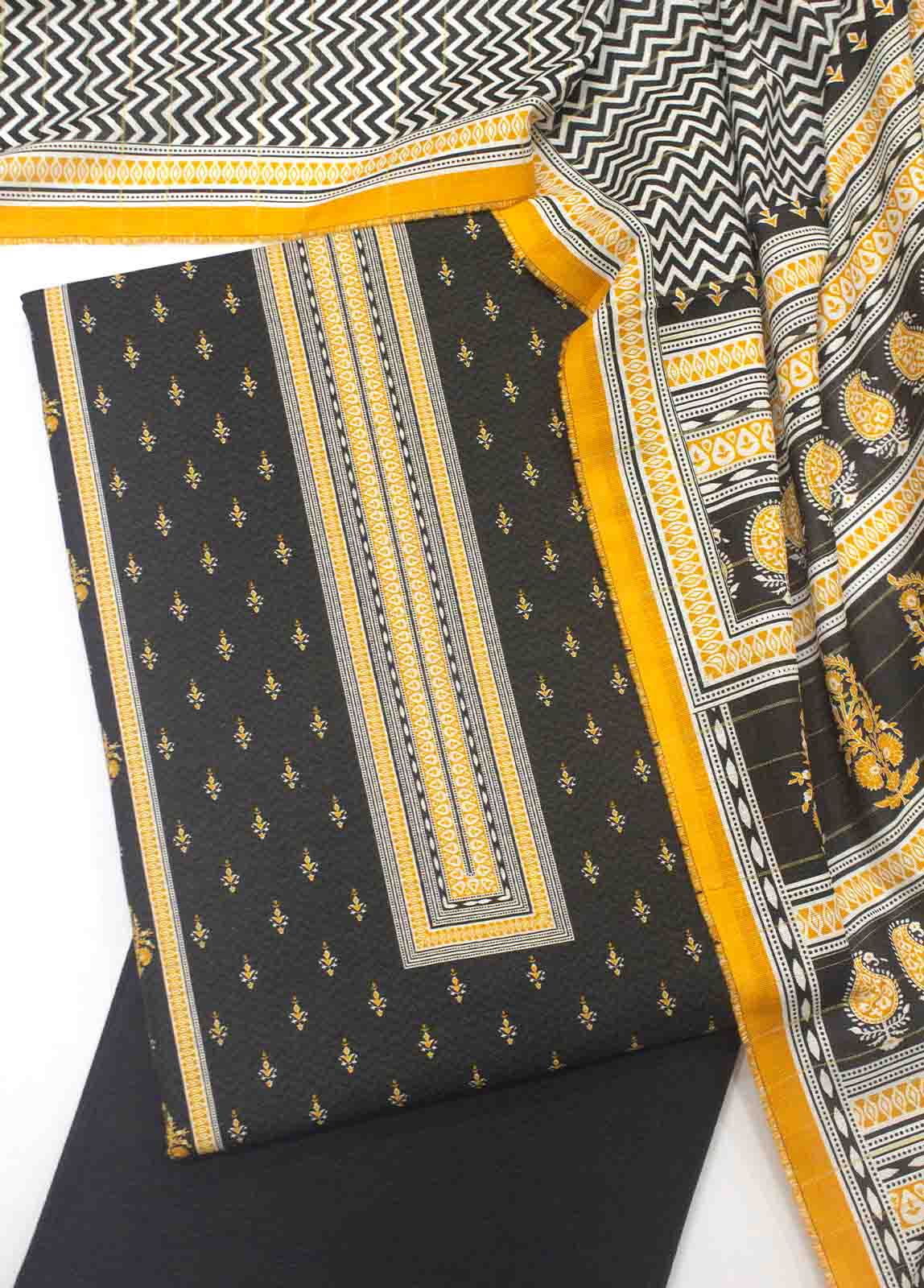 Bin Saeed Fabric - WK-R-043-3 Piece Khaddar Printed UnStitched Suit