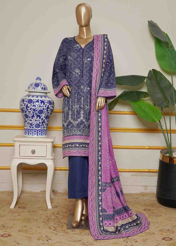 Bin Saeed Fabric - WKE-0013-3 Piece Khaddar Embroidered Stitched Suit