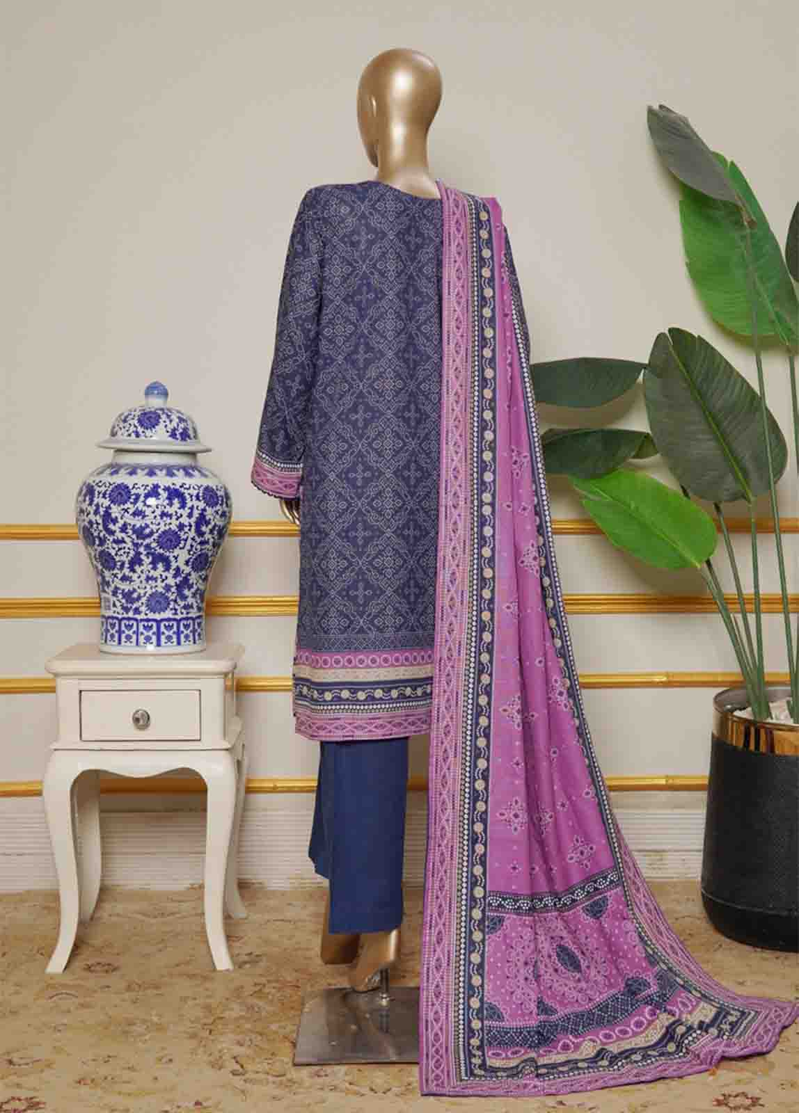 Bin Saeed Fabric - WKE-0013-3 Piece Khaddar Embroidered Stitched Suit
