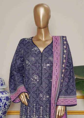 Bin Saeed Fabric - WKE-0013-3 Piece Khaddar Embroidered Stitched Suit