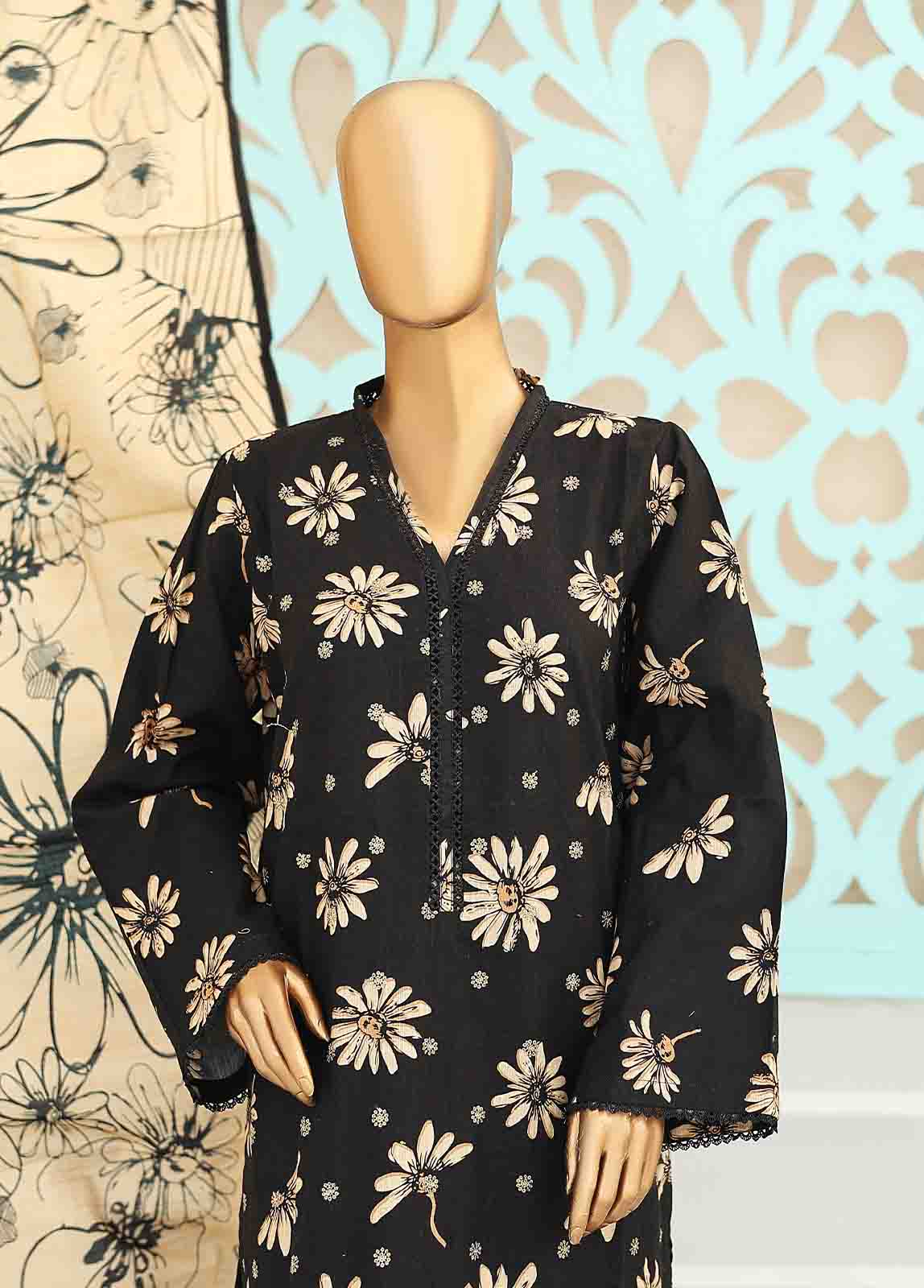 Bin Saeed Fabric - WKE-001 -3 Piece Khaddar Chikankari Stitched Suit