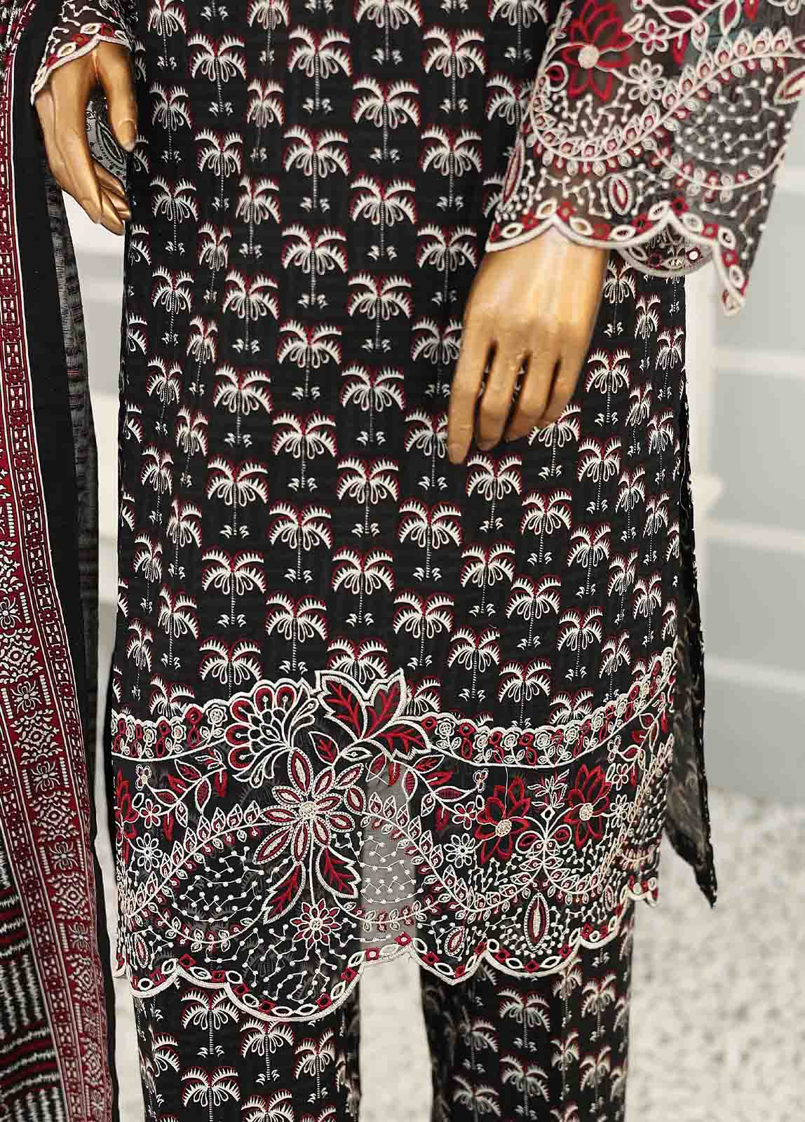 Bin Saeed Fabric - WKE-004 -3 Piece Khaddar Chikankari Stitched Suit
