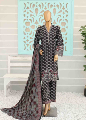 Bin Saeed Fabric - WKE-004 -3 Piece Khaddar Chikankari Stitched Suit