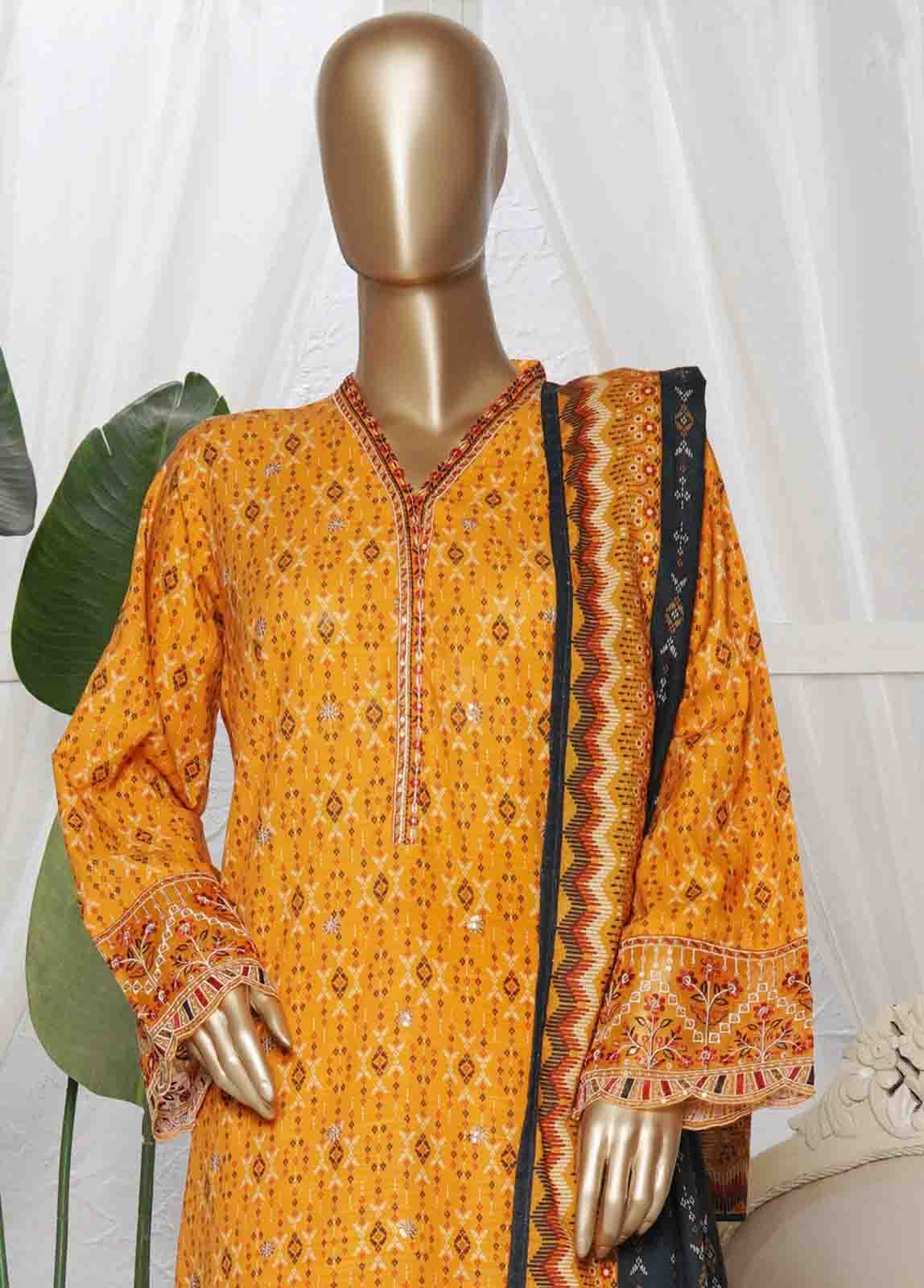 Bin Saeed Fabric - WKE-0054- 3 Piece Khaddar Emboidered Stitched Suit