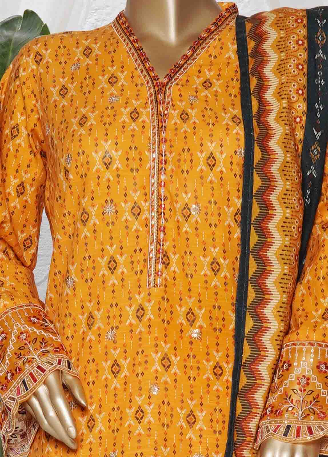 Bin Saeed Fabric - WKE-0054- 3 Piece Khaddar Emboidered Stitched Suit