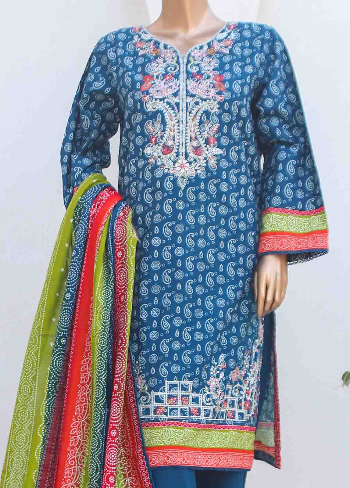 Bin Saeed Fabric - WKE-006-3 Piece Khaddar Embroidered collection