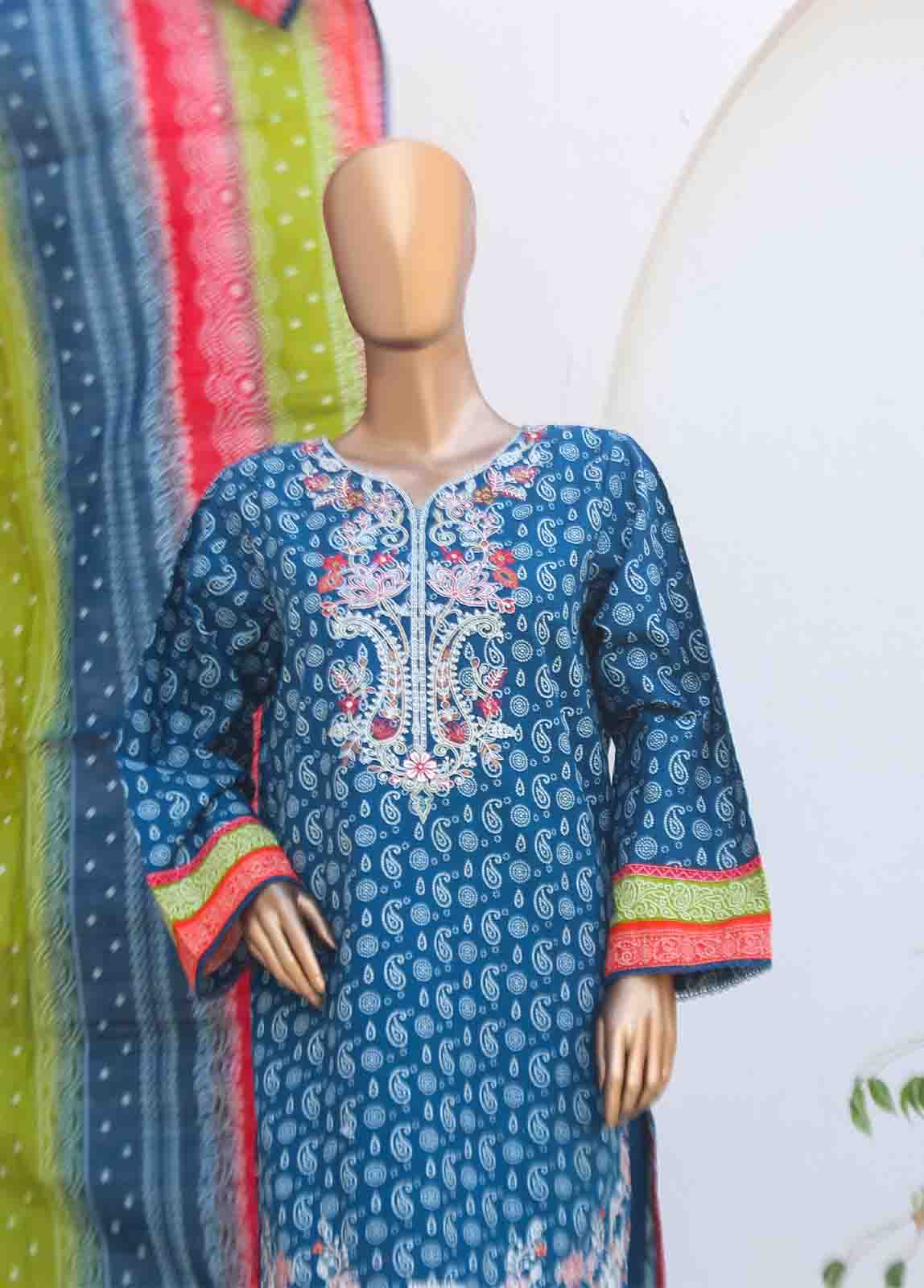 Bin Saeed Fabric - WKE-006-3 Piece Khaddar Embroidered collection