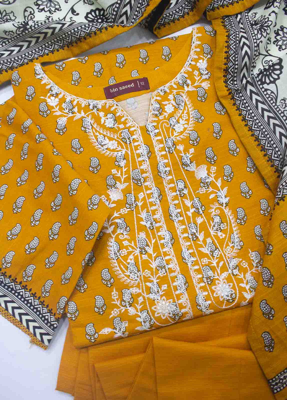 Bin Saeed Fabric - WKE-007-3 Piece Khaddar Embroidered Suit