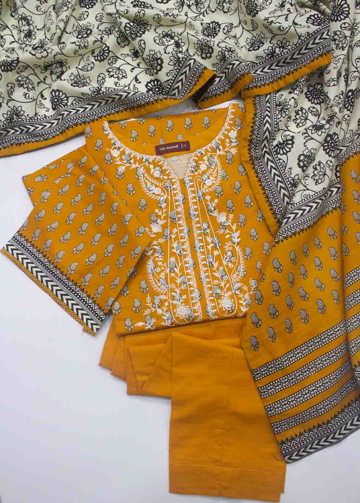 Bin Saeed Fabric - WKE-007-3 Piece Khaddar Embroidered Suit