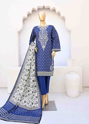 Bin Saeed Fabric - WKE-008-3 Piece Khaddar Embroidered collection