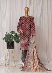 WKE-008 M-3 Piece Khaddar Embroidered Stitched Suit