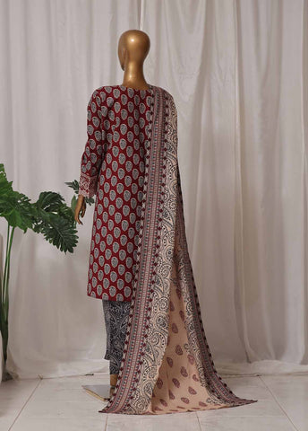 Bin Saeed Fabric - WKE-009 M-3 Piece Khaddar Embroidered Stitched Suit