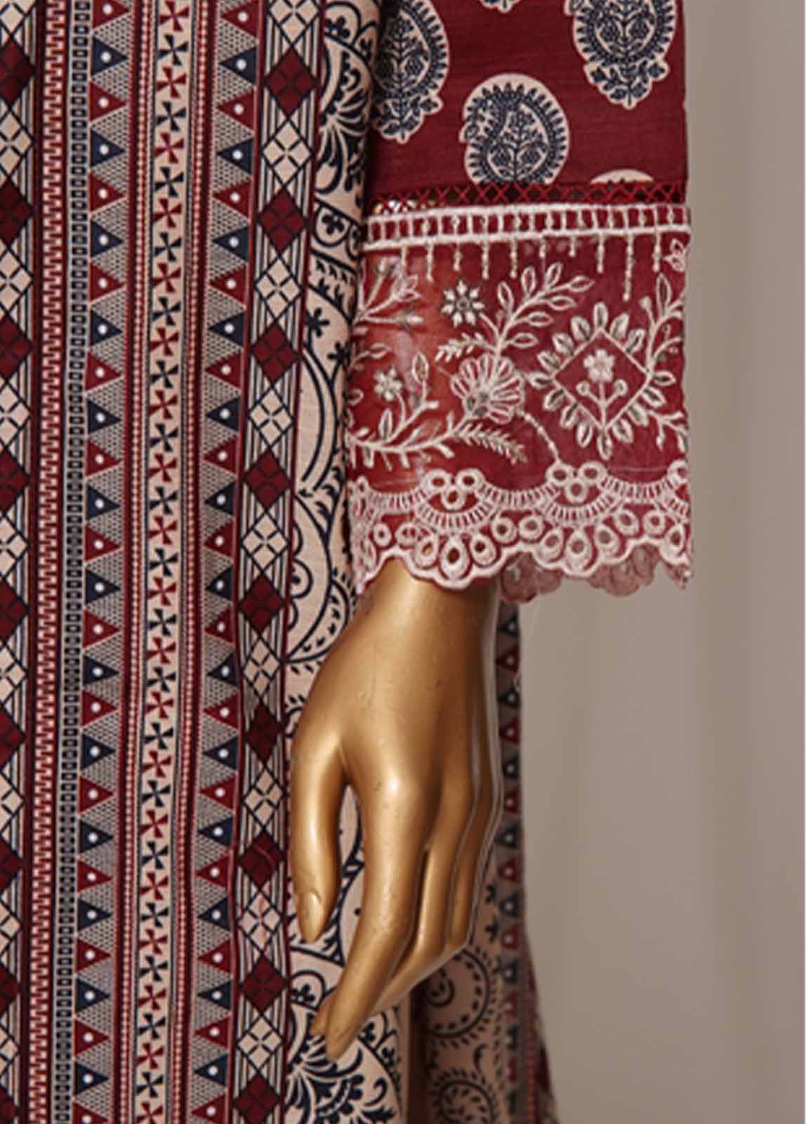 Bin Saeed Fabric - WKE-009 M-3 Piece Khaddar Embroidered Stitched Suit