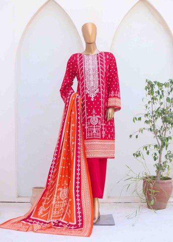 Bin Saeed Fabric - WKE-0106-3 Piece Khaddar Embroidered collection