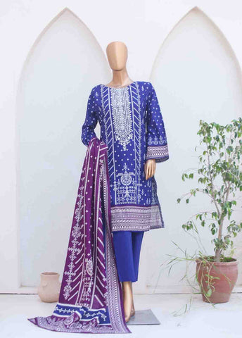 Bin Saeed Fabric - WKE-0107-3 Piece Khaddar Embroidered collection
