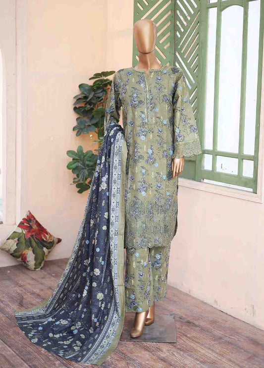 WKE-010 A -3 Piece Khaddar Chikankari Stitched Suit